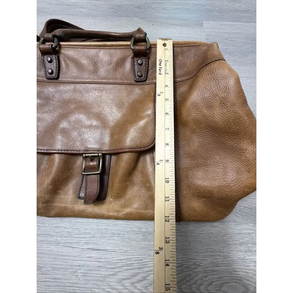 Fossil Cognac Brown Leather Weekender Duffel Bag Travel Luggage Overnight